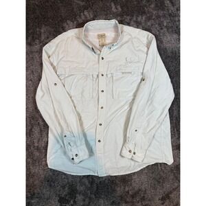 LLBean Mens Long Sleeve Button Up Shirt Light Blue Vented Pockets Size Large